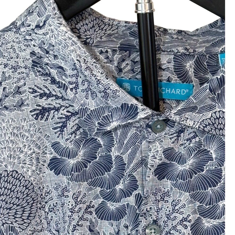 Tori Richard Mens 2XL Blue Coral Print Short Sleeve Button Up Shirt Hawaii Made - Picture 4 of 14